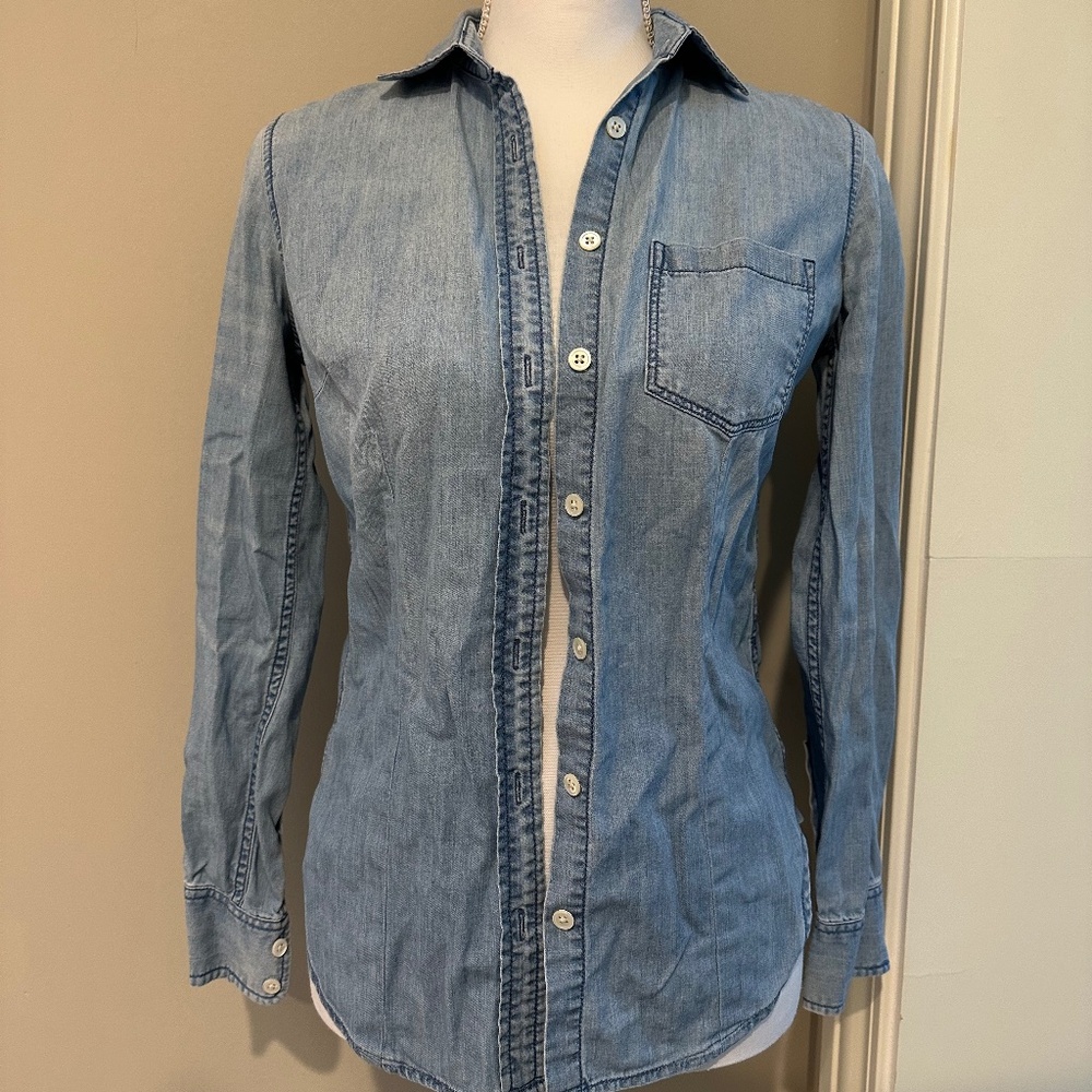 J.Crew Denim Button Front Shirt, Size 00